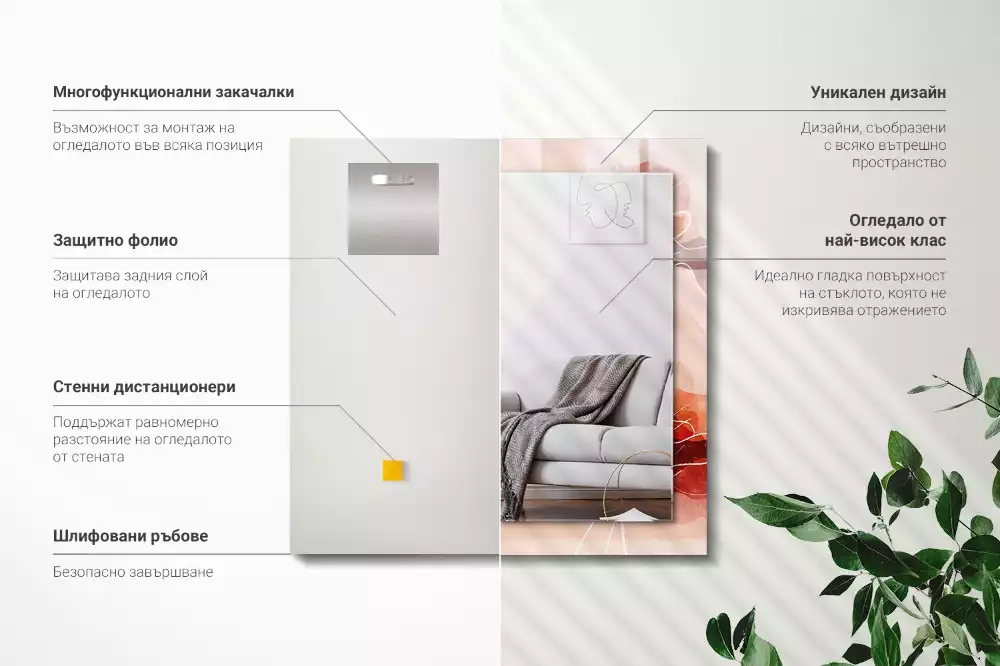 Lustro dekoracyjne w abstrakcyjne motywy kwiatowe