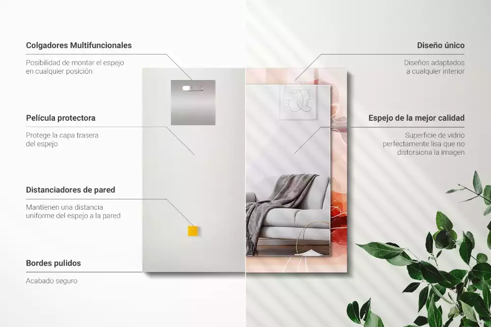 Lustro dekoracyjne w abstrakcyjne motywy kwiatowe