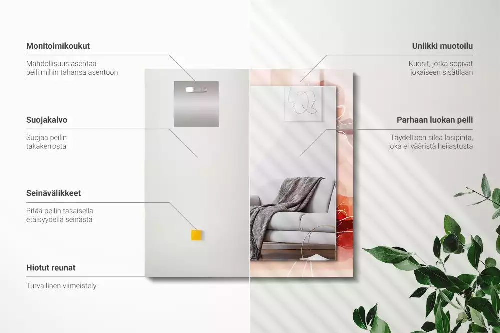 Lustro dekoracyjne w abstrakcyjne motywy kwiatowe