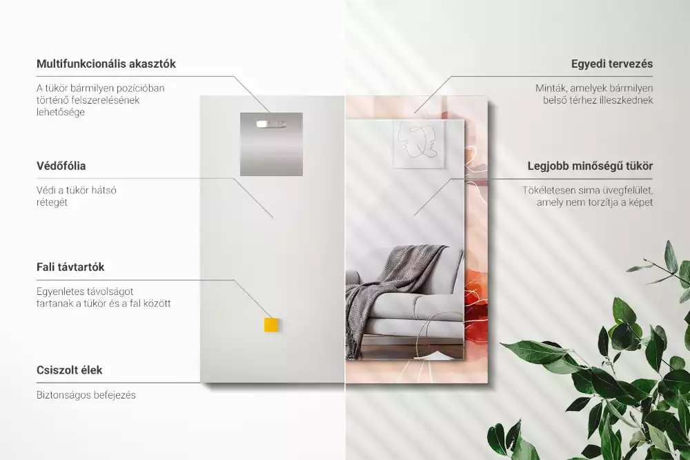 Lustro dekoracyjne w abstrakcyjne motywy kwiatowe