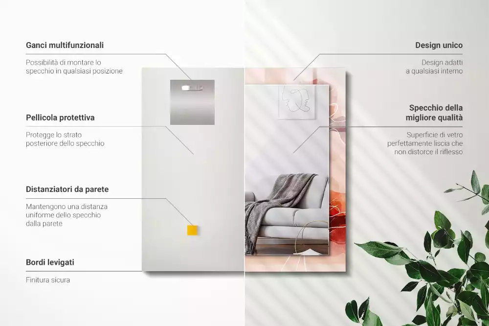 Lustro dekoracyjne w abstrakcyjne motywy kwiatowe