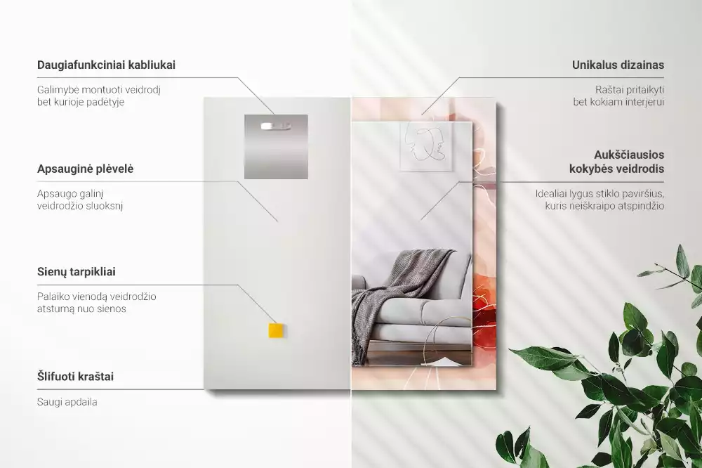 Lustro dekoracyjne w abstrakcyjne motywy kwiatowe