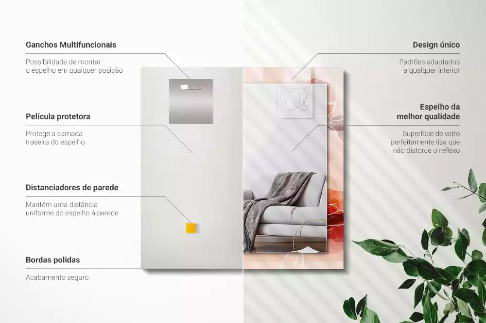 Lustro dekoracyjne w abstrakcyjne motywy kwiatowe