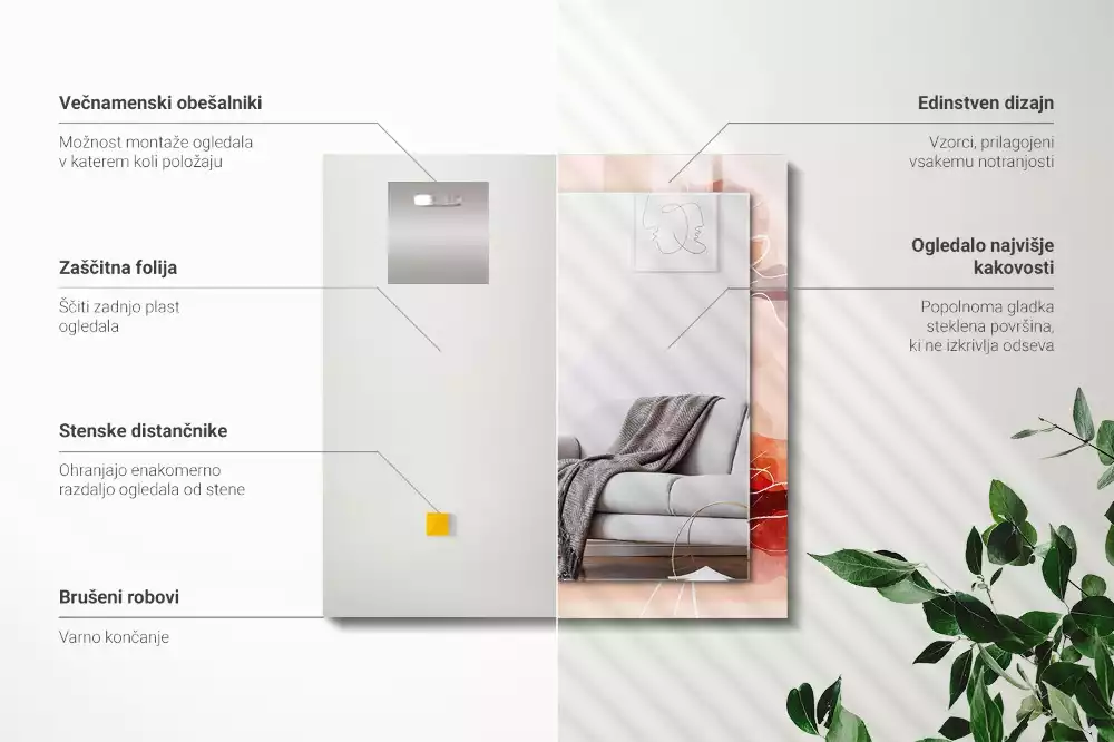 Lustro dekoracyjne w abstrakcyjne motywy kwiatowe