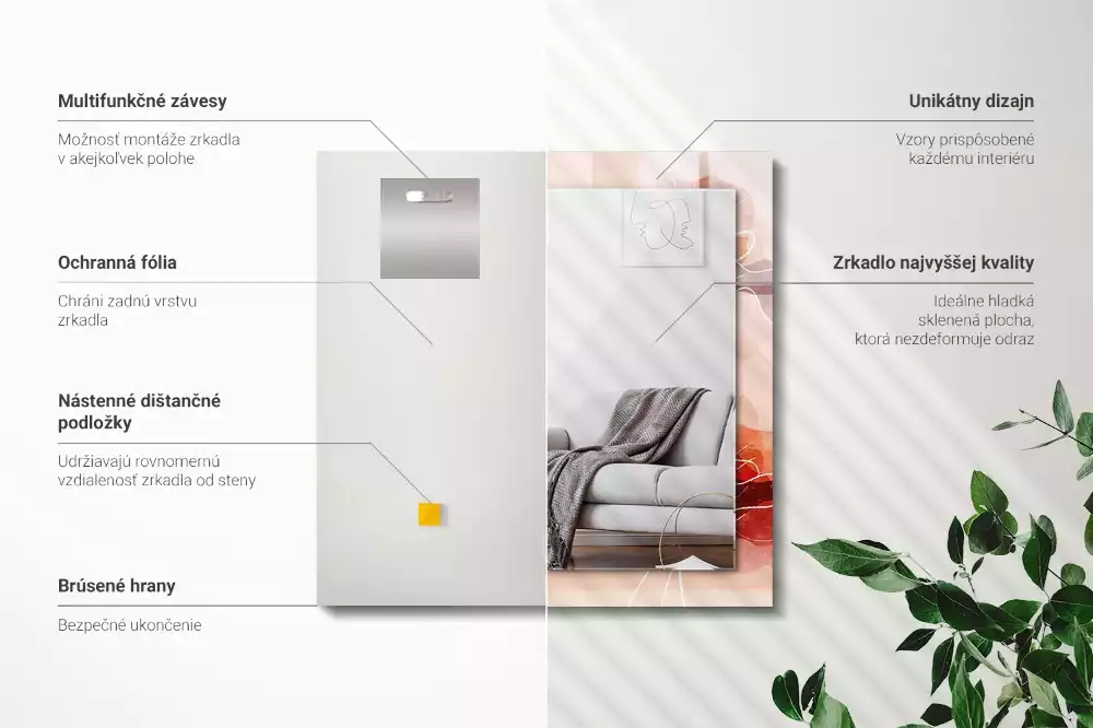 Lustro dekoracyjne w abstrakcyjne motywy kwiatowe