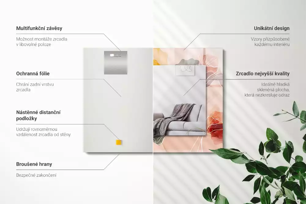 Lustro dekoracyjne w abstrakcyjne motywy kwiatowe