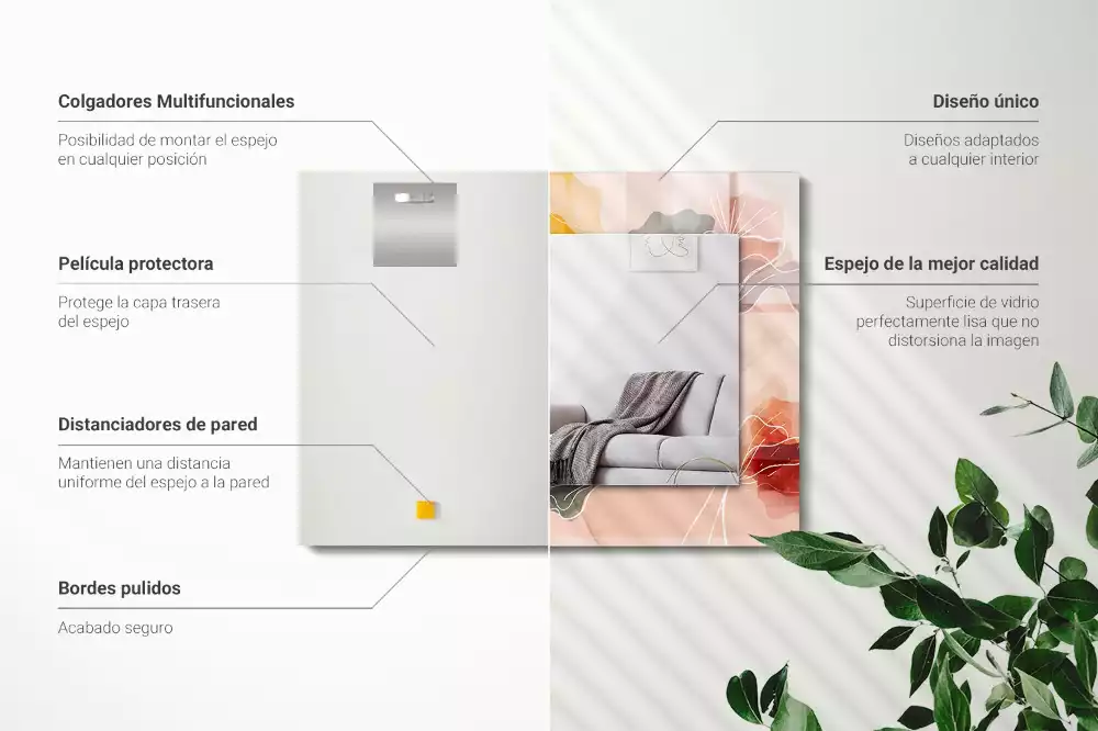 Lustro dekoracyjne w abstrakcyjne motywy kwiatowe