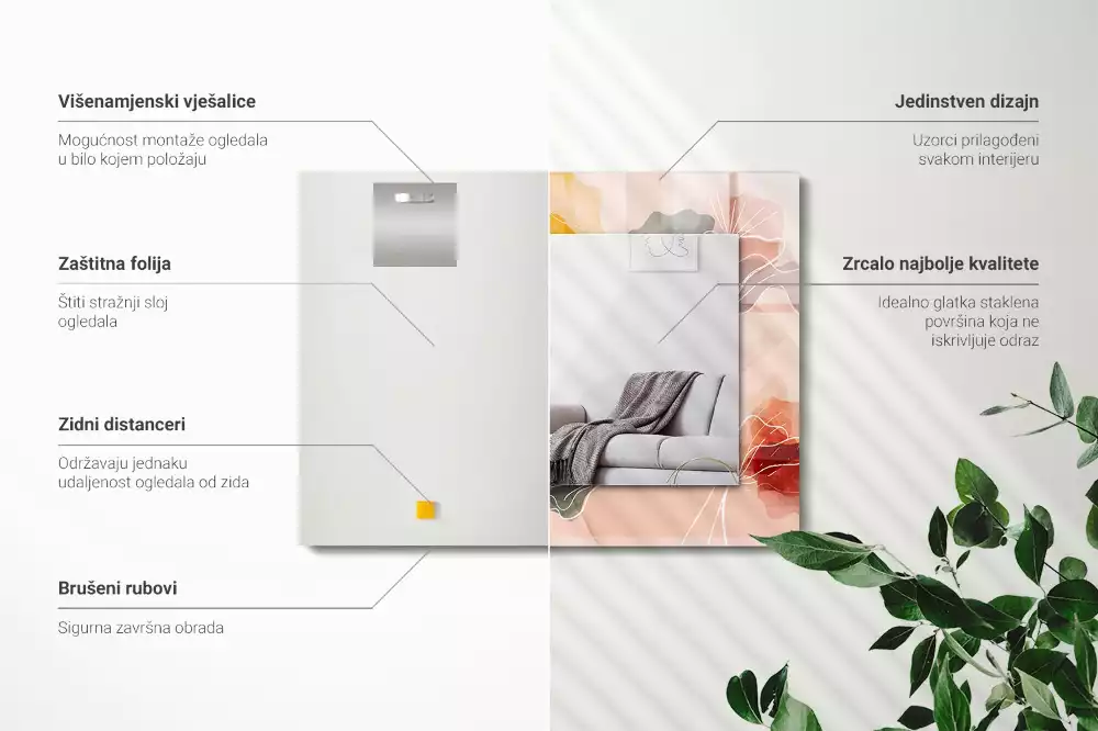 Lustro dekoracyjne w abstrakcyjne motywy kwiatowe