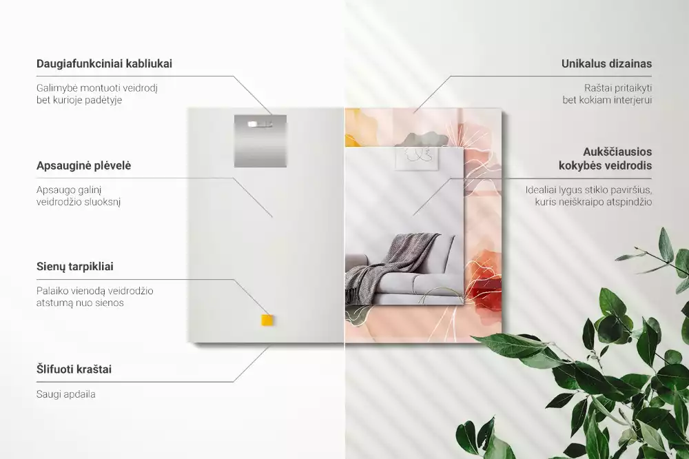 Lustro dekoracyjne w abstrakcyjne motywy kwiatowe