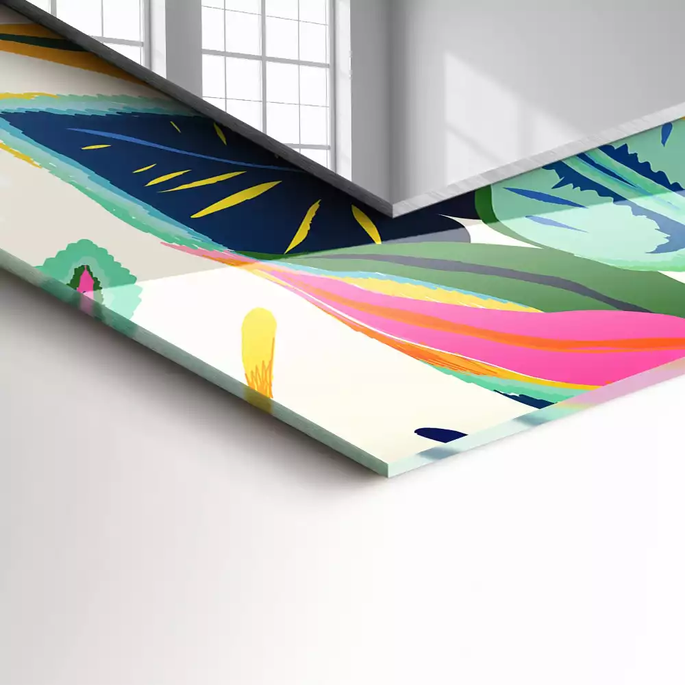 Lustro prostokątne z nadrukiem w kolorowe liście