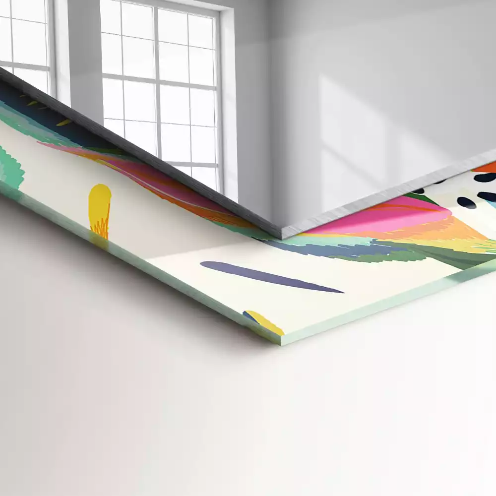 Lustro prostokątne z nadrukiem w kolorowe liście