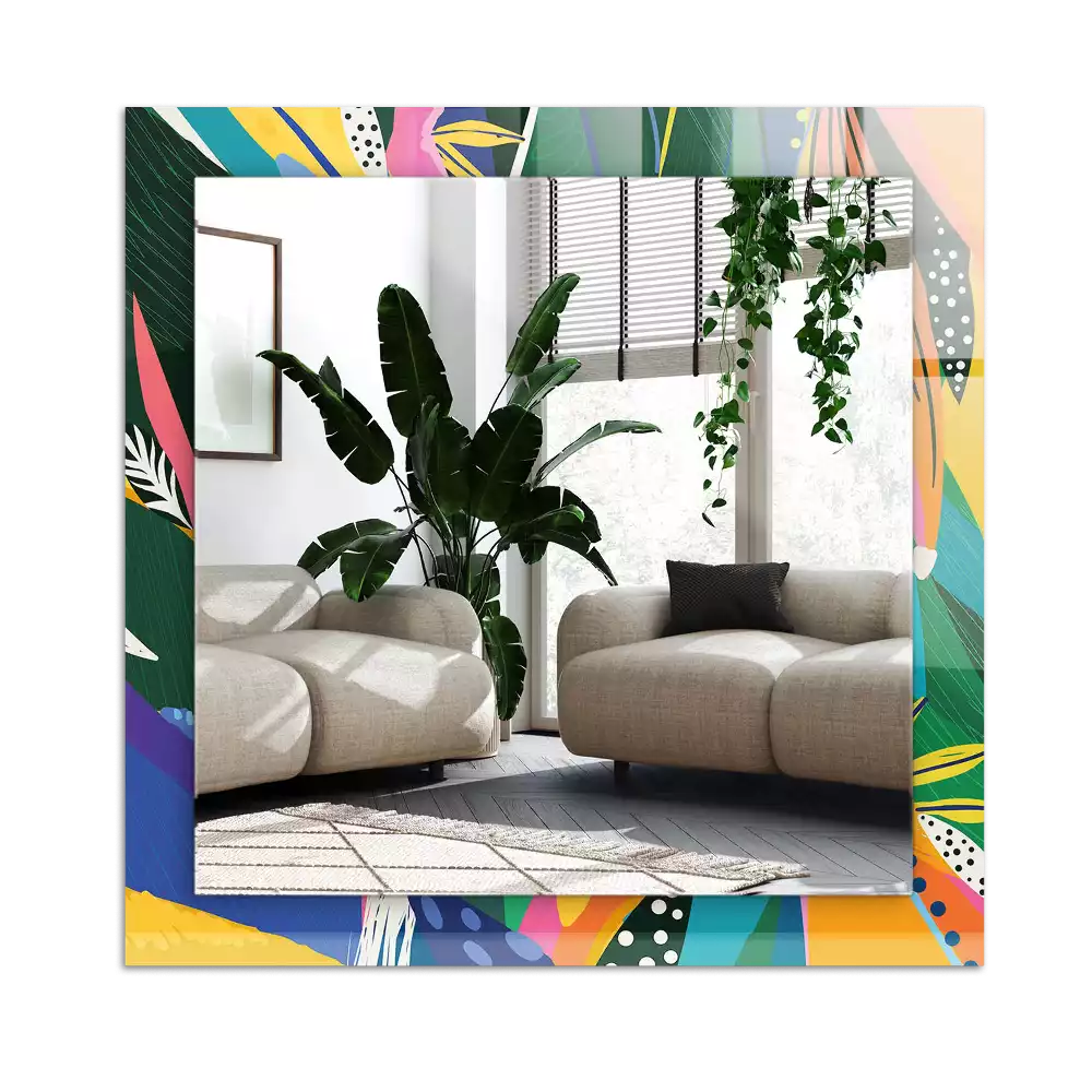 Lustro dekoracyjne z nadrukiem w kolorowy abstrakcyjny wzór