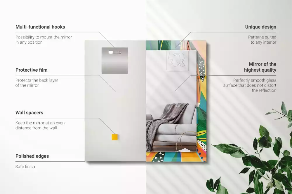 Lustro dekoracyjne z nadrukiem w kolorowy abstrakcyjny wzór