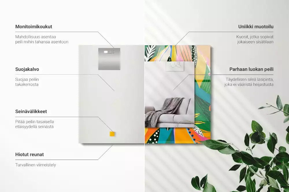 Lustro dekoracyjne z nadrukiem w kolorowy abstrakcyjny wzór