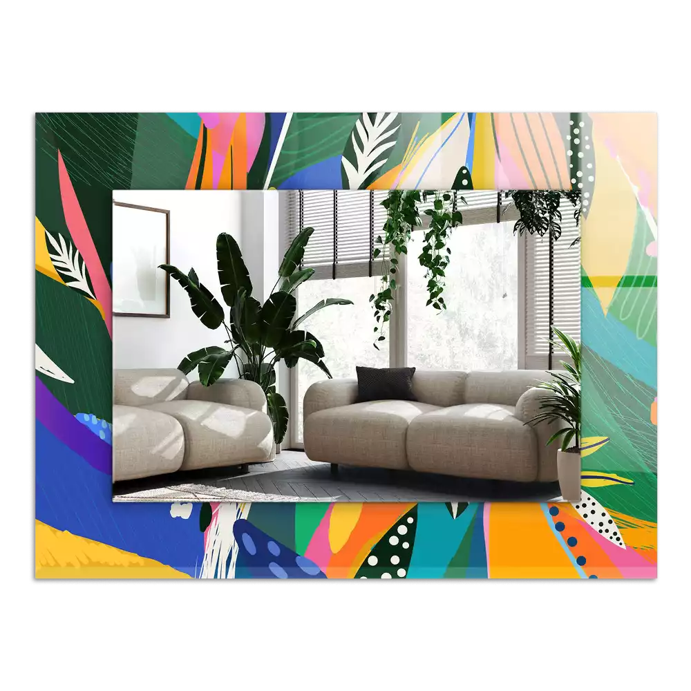 Lustro dekoracyjne z nadrukiem w kolorowy abstrakcyjny wzór