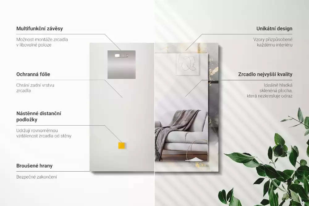 Lustro dekoracyjne w stylu abstrakcyjnej sztuki nowoczesnej