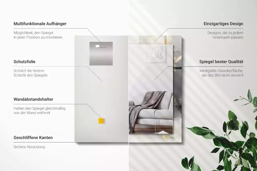 Lustro dekoracyjne w stylu abstrakcyjnej sztuki nowoczesnej