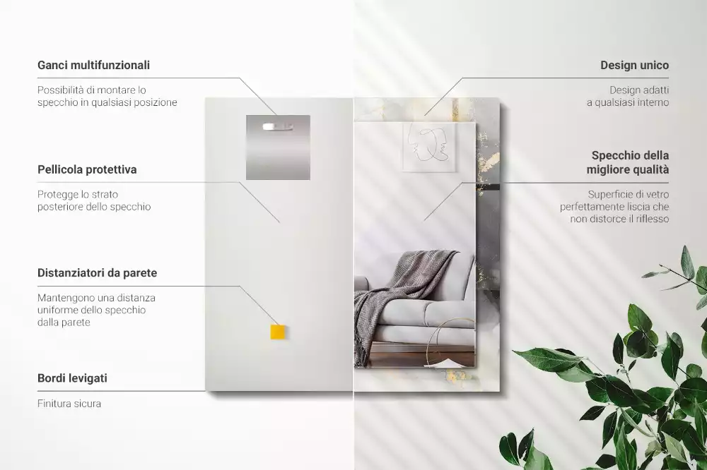 Lustro dekoracyjne w stylu abstrakcyjnej sztuki nowoczesnej