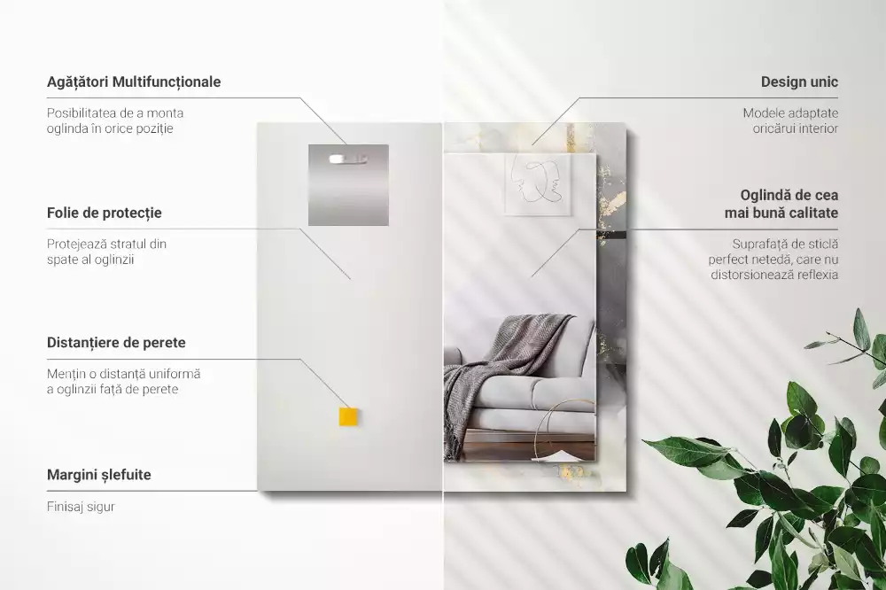 Lustro dekoracyjne w stylu abstrakcyjnej sztuki nowoczesnej