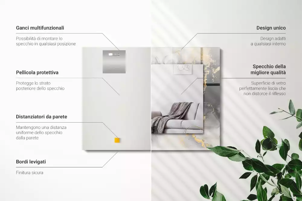 Lustro dekoracyjne w stylu abstrakcyjnej sztuki nowoczesnej