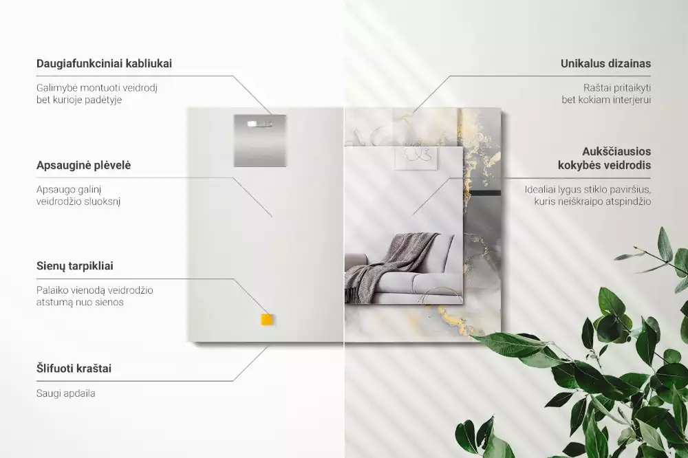 Lustro dekoracyjne w stylu abstrakcyjnej sztuki nowoczesnej