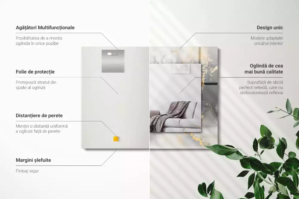 Lustro dekoracyjne w stylu abstrakcyjnej sztuki nowoczesnej