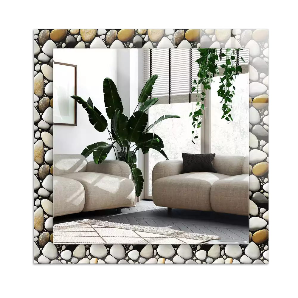 Lustro prostokątne z nadrukiem w motyw kamieni o teksturowanym wzorze