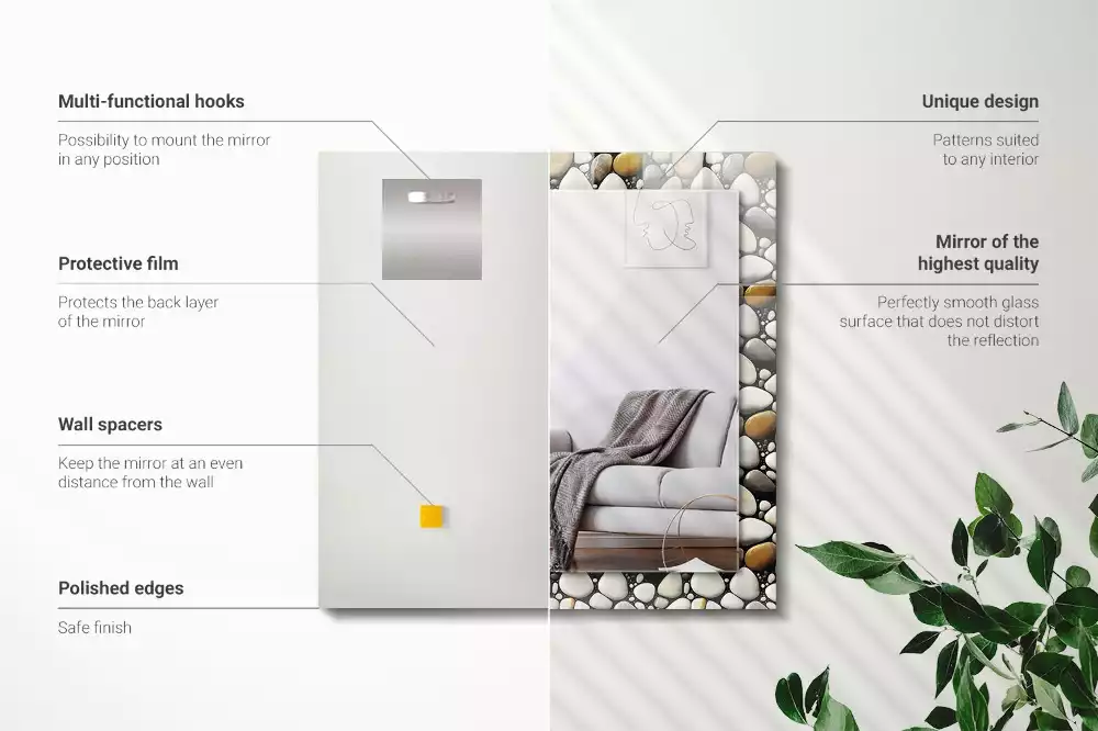 Lustro prostokątne z nadrukiem w motyw kamieni o teksturowanym wzorze