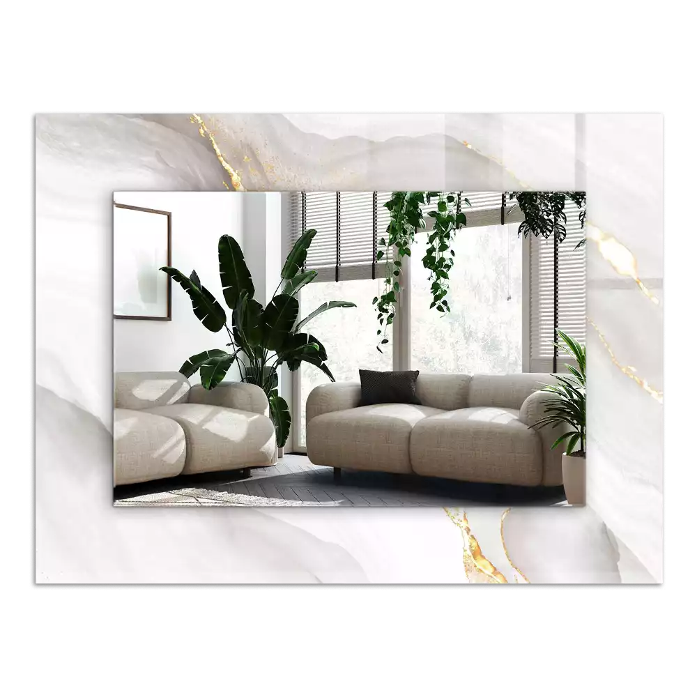 Lustro dekoracyjne prostokątne z nadrukiem w motyw szarego marmuru