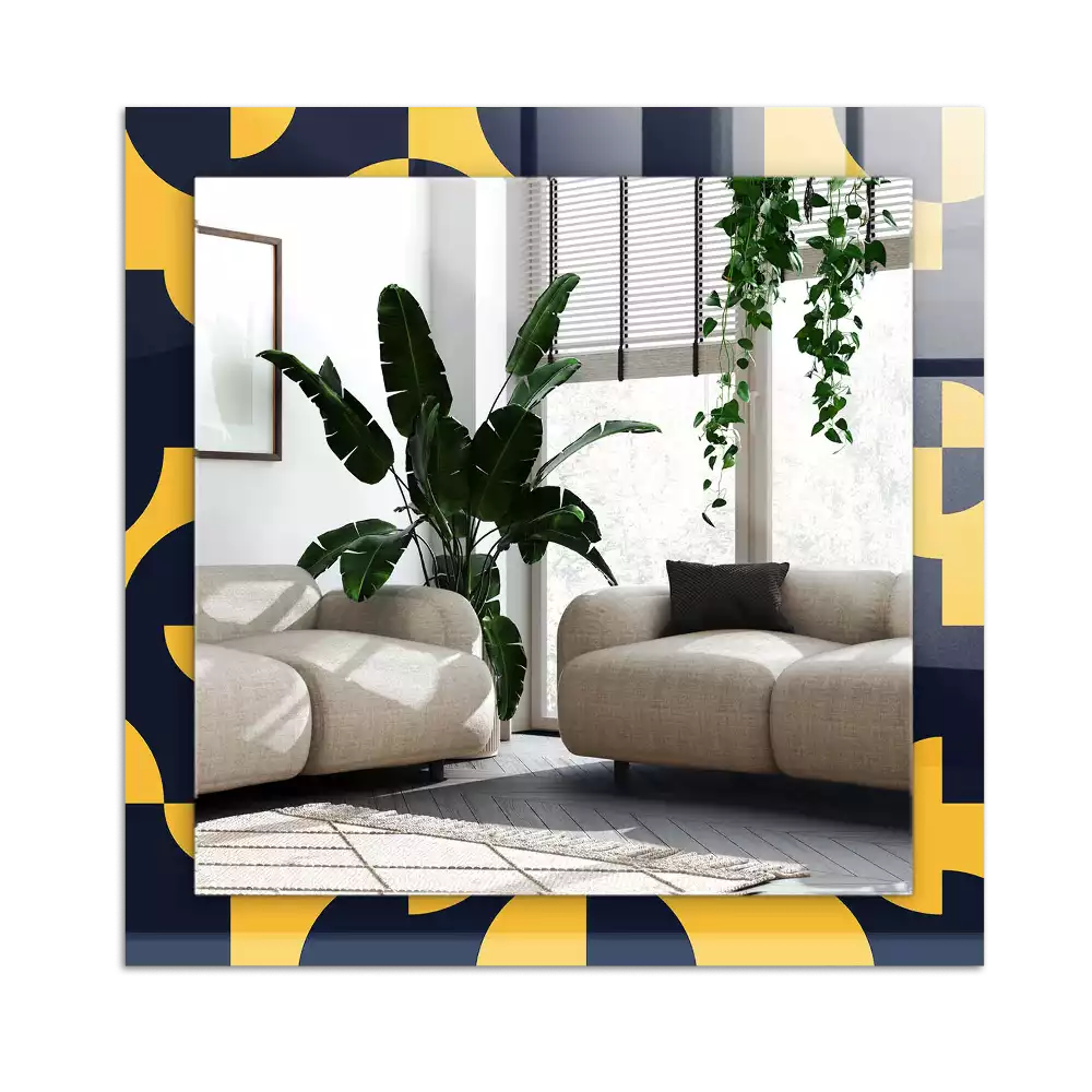 Lustro dekoracyjne prostokątne z abstrakcyjnym wzorem geometrycznym