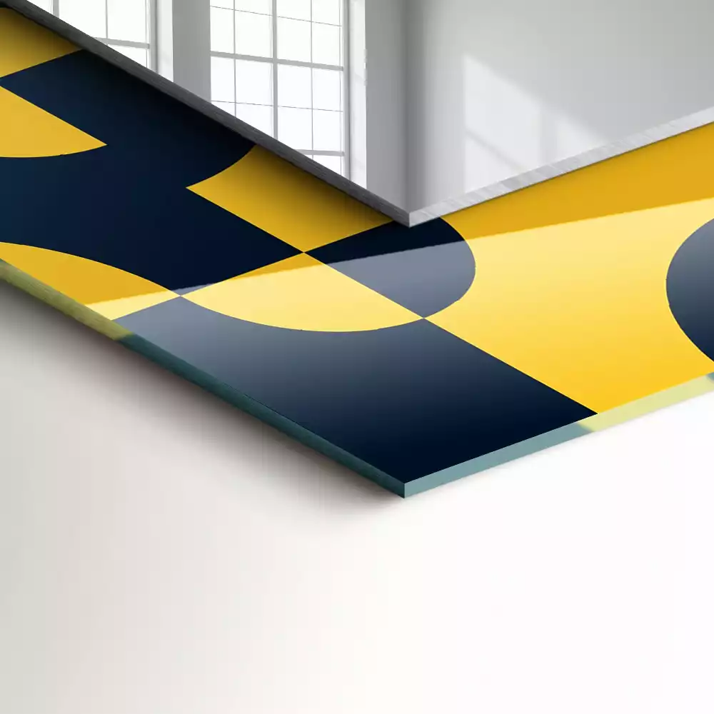 Lustro dekoracyjne prostokątne z abstrakcyjnym wzorem geometrycznym