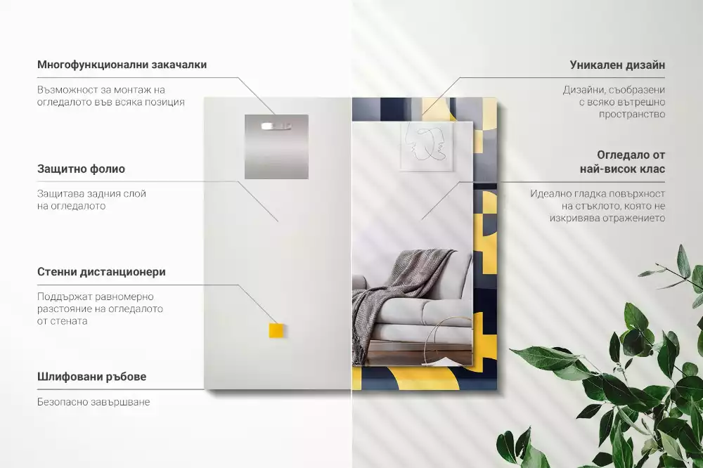 Lustro dekoracyjne prostokątne z abstrakcyjnym wzorem geometrycznym