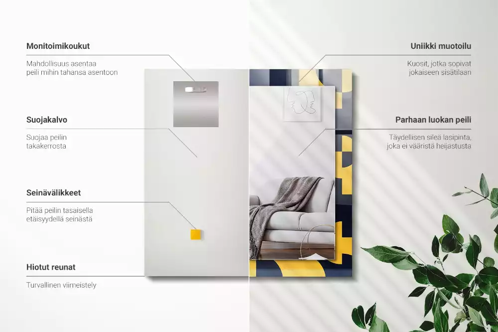 Lustro dekoracyjne prostokątne z abstrakcyjnym wzorem geometrycznym