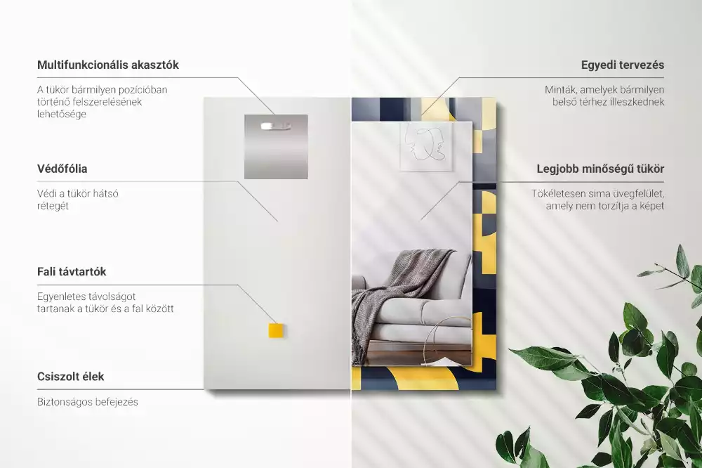 Lustro dekoracyjne prostokątne z abstrakcyjnym wzorem geometrycznym