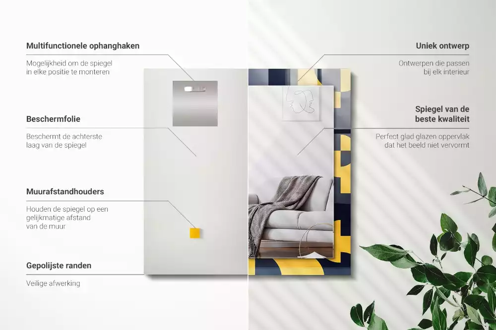 Lustro dekoracyjne prostokątne z abstrakcyjnym wzorem geometrycznym