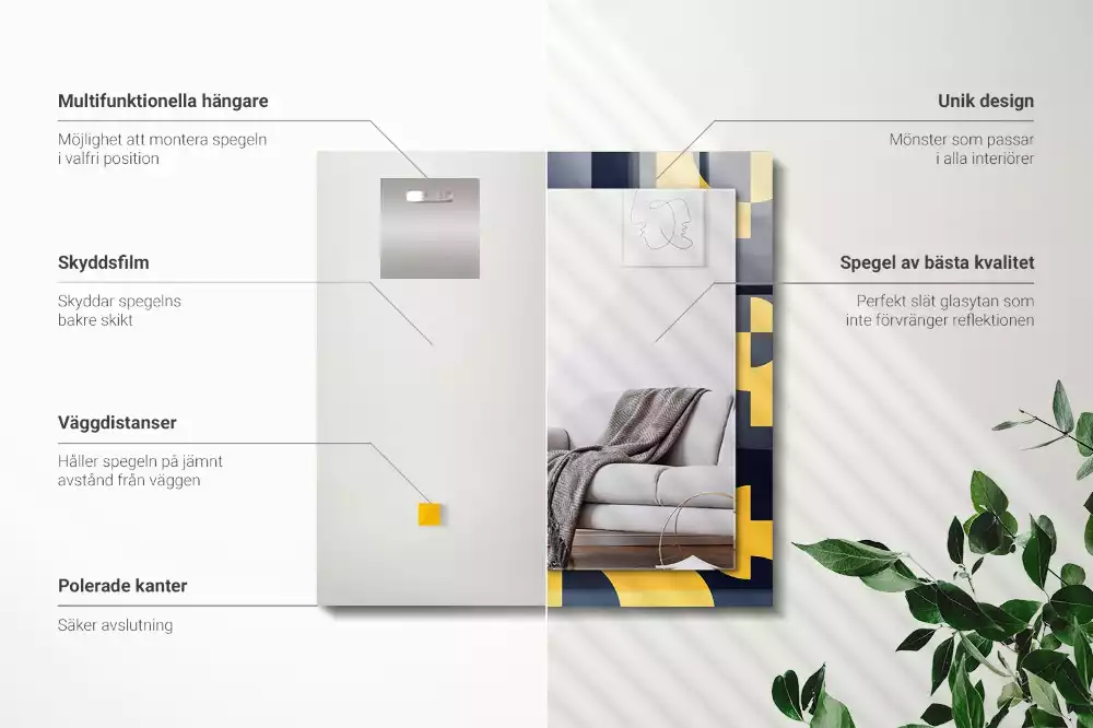 Lustro dekoracyjne prostokątne z abstrakcyjnym wzorem geometrycznym