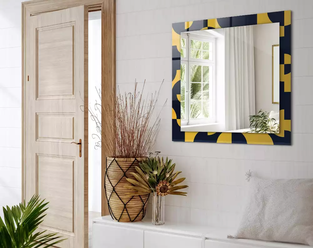 Lustro dekoracyjne prostokątne z abstrakcyjnym wzorem geometrycznym