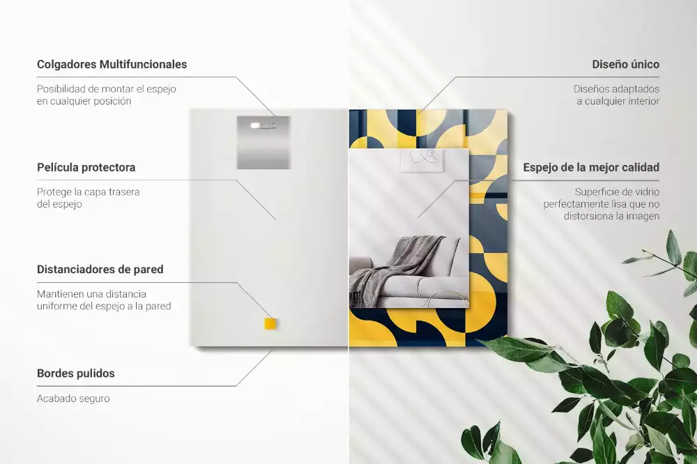 Lustro dekoracyjne prostokątne z abstrakcyjnym wzorem geometrycznym