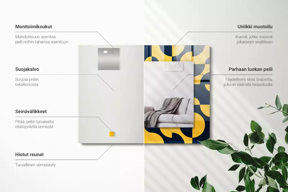 Lustro dekoracyjne prostokątne z abstrakcyjnym wzorem geometrycznym