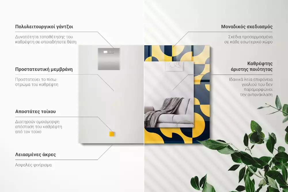 Lustro dekoracyjne prostokątne z abstrakcyjnym wzorem geometrycznym