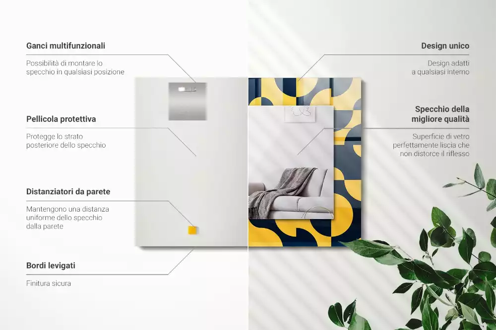 Lustro dekoracyjne prostokątne z abstrakcyjnym wzorem geometrycznym