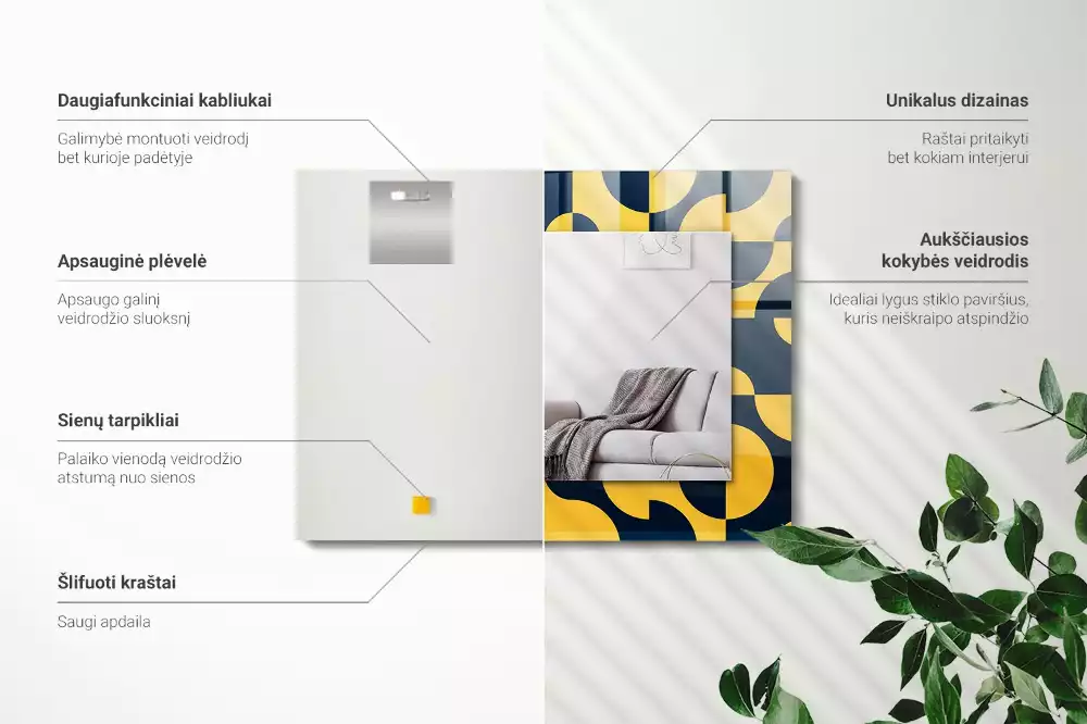 Lustro dekoracyjne prostokątne z abstrakcyjnym wzorem geometrycznym