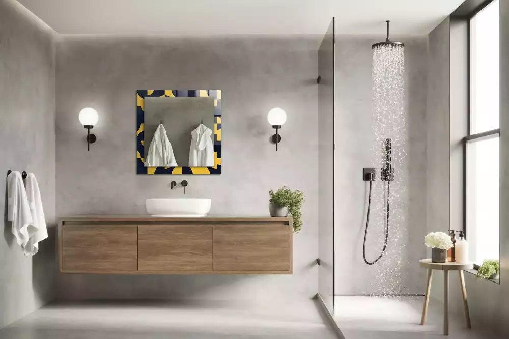 Lustro dekoracyjne prostokątne z abstrakcyjnym wzorem geometrycznym