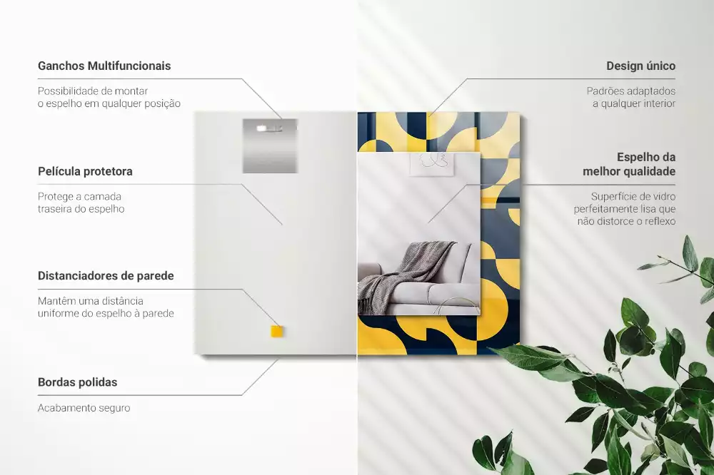 Lustro dekoracyjne prostokątne z abstrakcyjnym wzorem geometrycznym