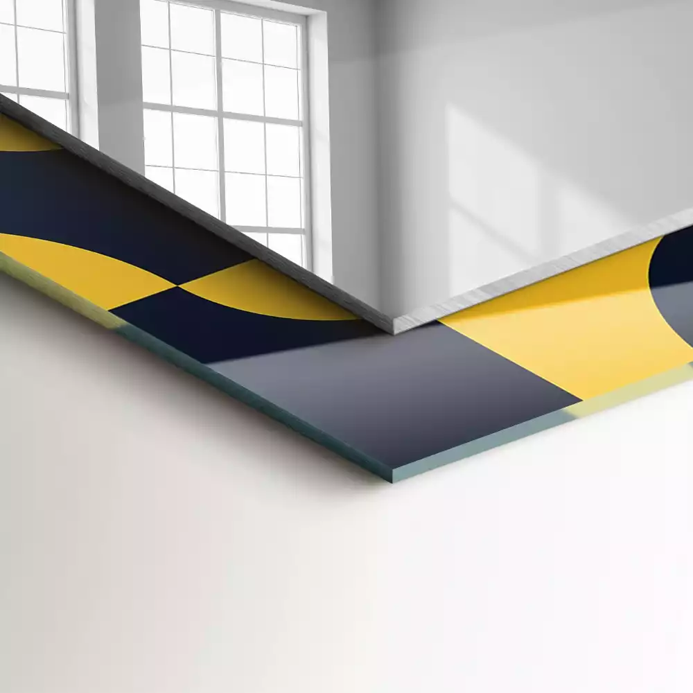 Lustro dekoracyjne prostokątne z abstrakcyjnym wzorem geometrycznym