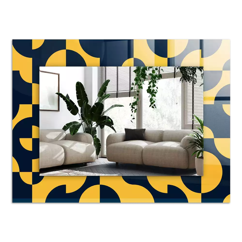 Lustro dekoracyjne prostokątne z abstrakcyjnym wzorem geometrycznym