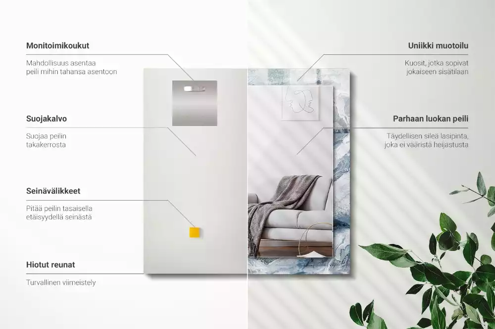 Lustro prostokątne z nadrukiem w motywie marmuru w odcieniach