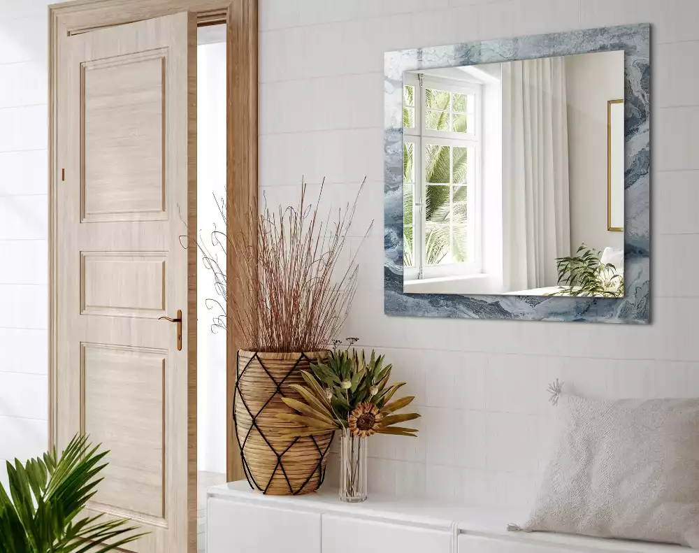 Lustro prostokątne z nadrukiem w motywie marmuru w odcieniach