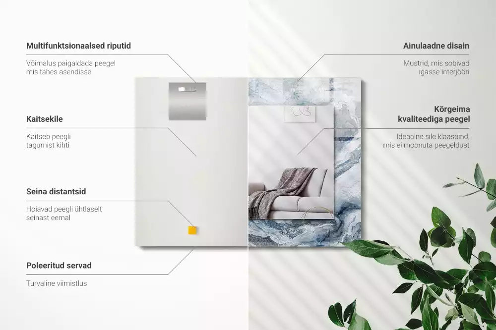 Lustro prostokątne z nadrukiem w motywie marmuru w odcieniach