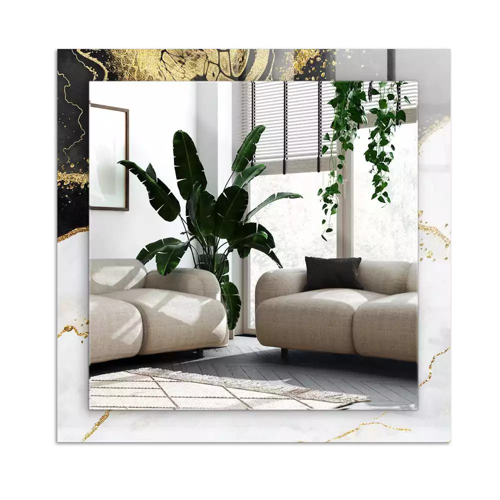 Lustro dekoracyjne prostokątne z motywem abstrakcyjnej złotej sztuki